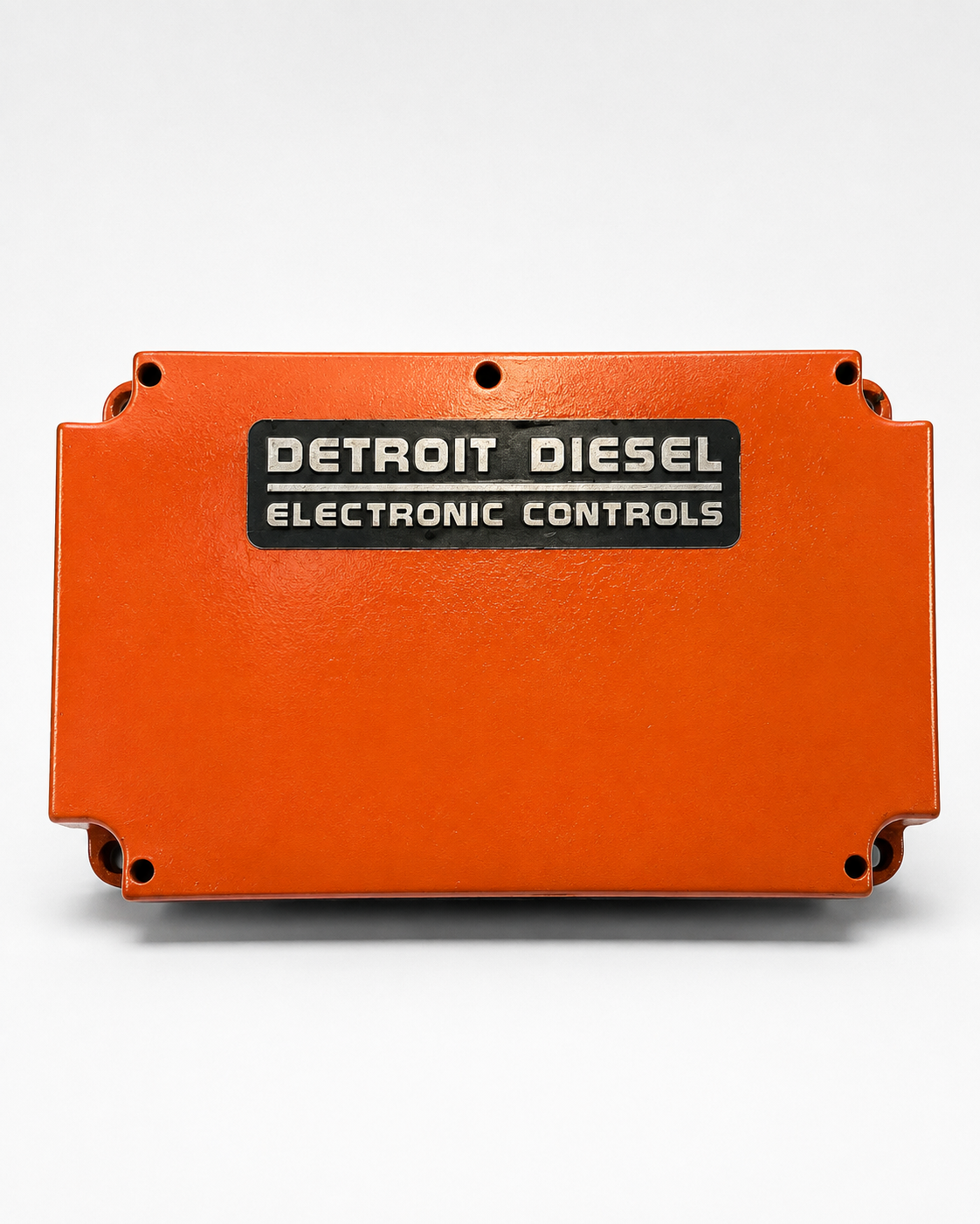 Identifica tu ECM: Detroit Diesel DDEC IV, caja naranja con placa Detroit Diesel Electronic Controls