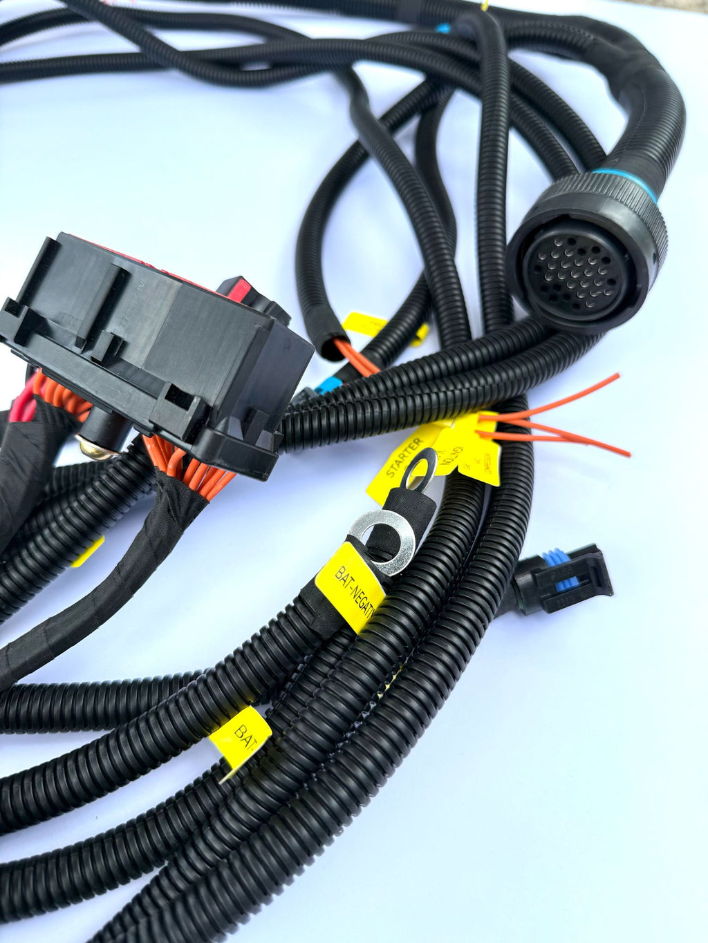 Terminales de anillo BAT-NEGATIVE y conector circular multipín del arnés CTS para Cascadia 2009-2016