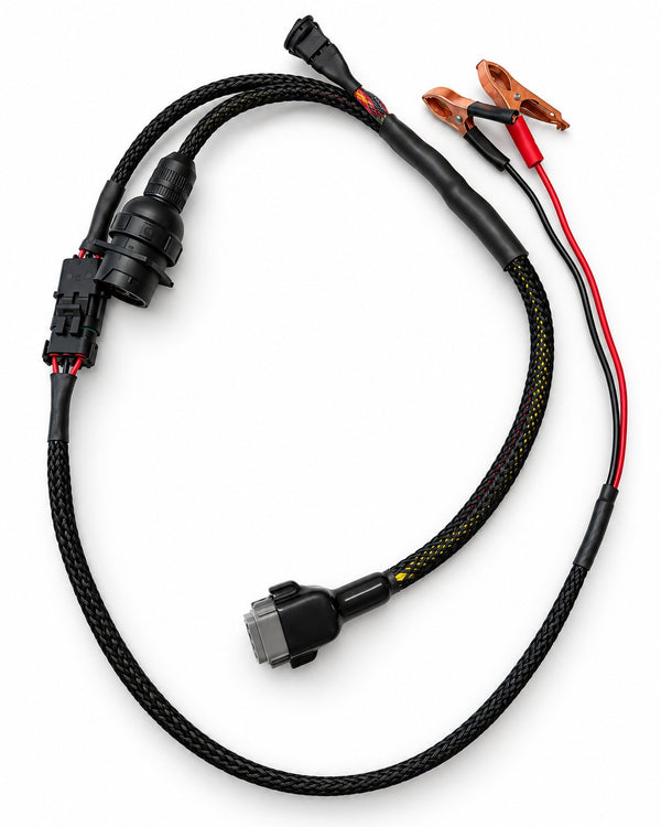 Cable base de banco CTS con pinzas de batería, conector redondo de diagnóstico de 9 pines y salida gris para el adaptador